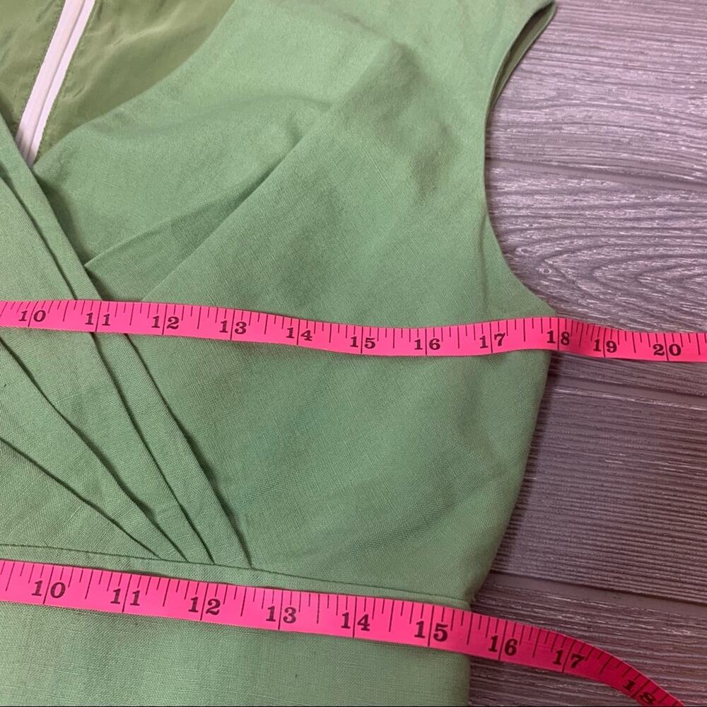 Lafayette 148 linen blend green cross over dress sz 6 - Picture 6 of 6